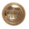 Metallknopf mit Kronenmotiv in Gold mit Öse-Befestigung in 18 mm