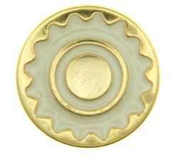 Metallknopf mit Trachtenoptik in Gold-Weiß mit Öse-Befestigung in 23 mm