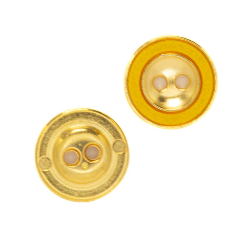 Metallknopf mit Rand in Gold mit 2-Loch-Befestigung in 13 mm