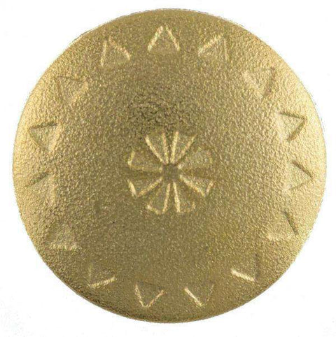 Metallknopf mit Blumenmotiv in Gold mit Öse-Befestigung in 15–23 mm