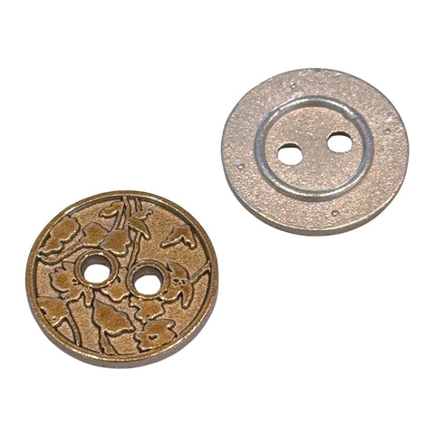 Metallknopf mit Blumenmotiv Muster in Kupfer mit 2-Loch-Befestigung in 18–20 mm