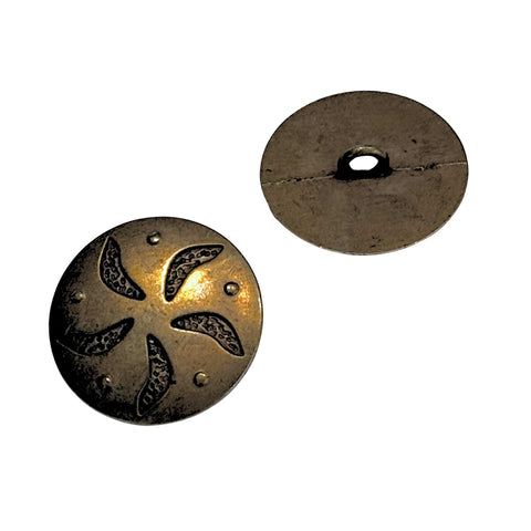 Metallknopf mit Muster in Messing mit Öse-Befestigung in 18–23 mm