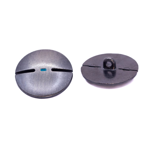Metallknopf in Altsilber-Silber-Blau mit Öse-Befestigung in 18–23 mm