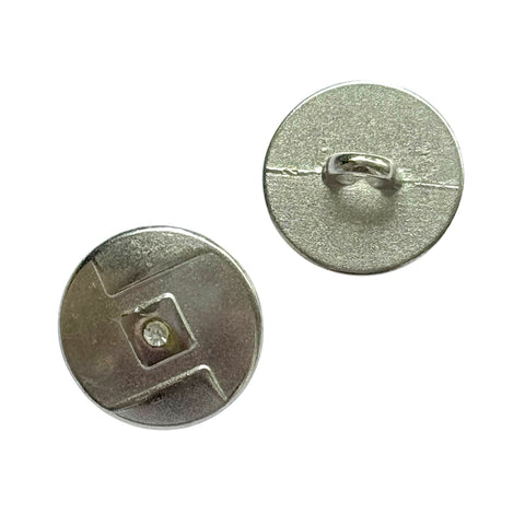 Metallknopf in Silber mit Öse-Befestigung in 15 mm