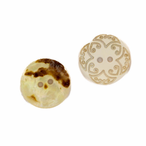Echter Perlmuttknopf Natur in Weiß/Beige mit 2-Loch-Befestigung