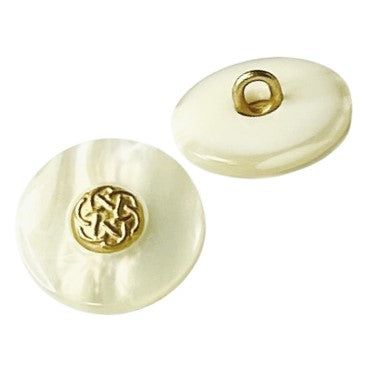 Creme/Natur/Goldfarbener Perlmuttimitatknopf mit Öse-Befestigung