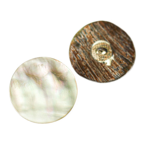 Echter Perlmuttknopf Natur in Bunt/Creme/Natur mit Öse-Befestigung