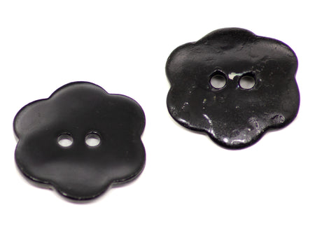 Echter Perlmuttknopf Natur in Schwarz mit 2-Loch-Befestigung