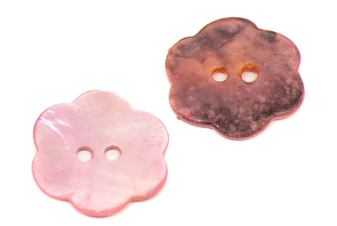 Echter Perlmuttknopf Natur in Rosa/Pink mit 2-Loch-Befestigung