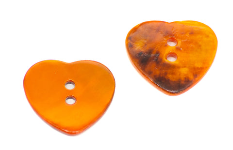 Echter Perlmuttknopf Natur in Orange mit 2-Loch-Befestigung