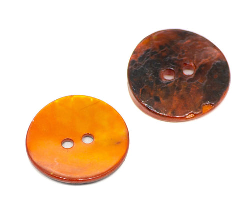 Echter Perlmuttknopf Natur in Orange mit 2-Loch-Befestigung