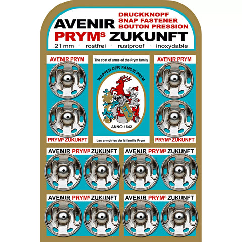 Prym Druckknöpfe 21 mm silber rostfrei – Metall Druckknopf Set für Kleidung, Jacken und Nähprojekte