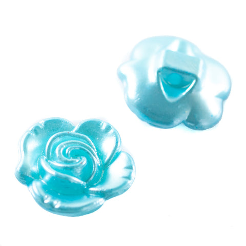 Kinderknopf mit blumemotiv in Blau aus Kunststoff