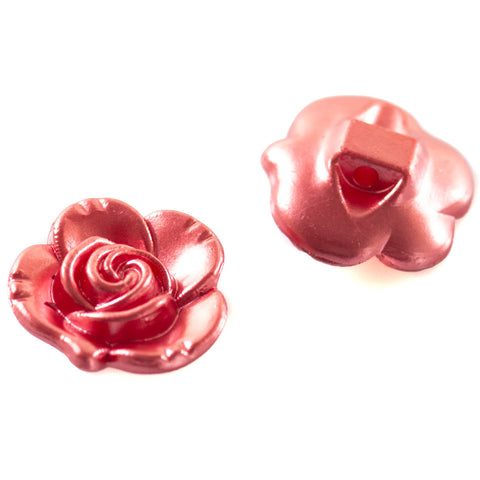 Kinderknopf mit blumemotiv in Rot aus Kunststoff