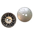 Altsilberfarbener Trachtenknopf mit ornamentalem Muster und zwei Löchern, erhältlich in 15 bis 23 mm für Dirndl und Trachtenmode