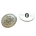 silberfarbener Trachten-Ösen Knopf mit floralem Ornament, erhältlich in 15 bis 23 mm für Dirndl und Trachtenmode
