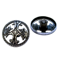 Edler Trachten Knopf mit TKreuz Ornament Alt-Silber