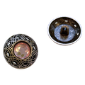 Alt-Silber Trachtenknopf mit Rosa Strassstein und Öse, dekorativer Knopf für Dirndl und Trachtenmode