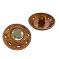 Kupferfarbener Trachtenknopf mit Crystal Strassstein und Öse, dekorativer Knopf für Dirndl und Trachtenmode