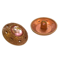 Kupfer Trachtenknopf mit Rosa Strassstein und Öse, dekorativer Knopf für Dirndl und Trachtenmode