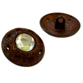 Rost Brauner Trachtenknopf mit Crystal Strassstein und Öse, dekorativer Knopf für Dirndl und Trachtenmode