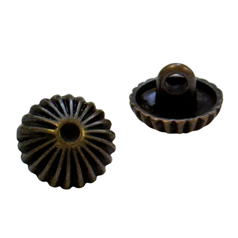 broncefarbener Trachtenknopf in Muschelform mit Öse, 11 mm kleiner Knopf für Dirndl und Trachtenblusen