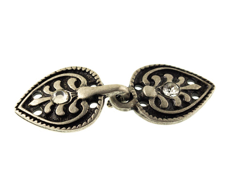 Miederhaken u. Öse TS-10 Floral mit Straßsteinen silber