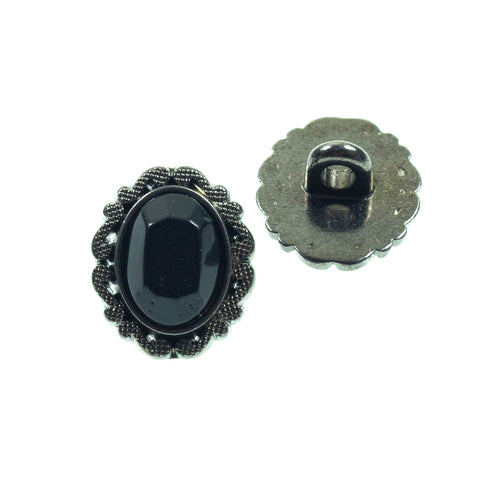 ovale SchmuckKnopf mit Strass tk-118-stahl jet