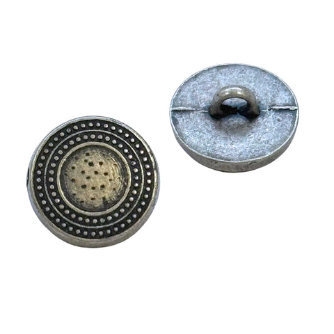 Trachtknopf Altsilber mit Zierrand  im Pünktchen Muster, Metallknopf mit Öse, ideal für Dirndl, Trachtenmode und DIY-Projekte