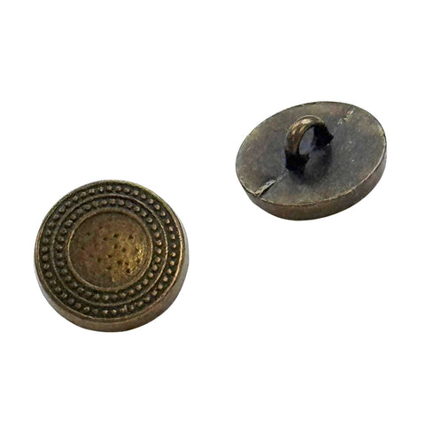 Trachtknopf Altmessing mit Zierrand  im Pünktchen Muster, Metallknopf mit Öse, ideal für Dirndl, Trachtenmode und DIY-Projekte