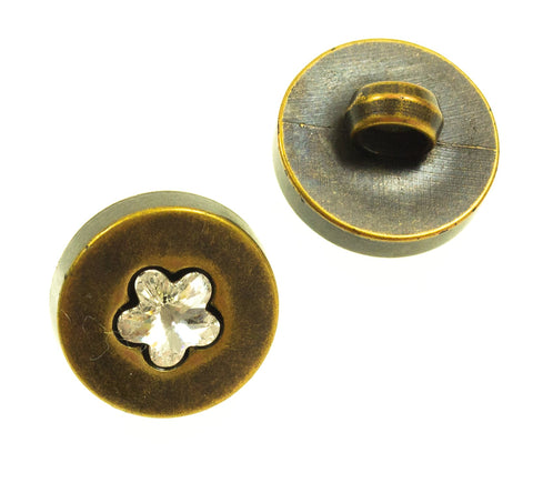 Trachten Knopf mit Strass Blümchen tk-66-messing