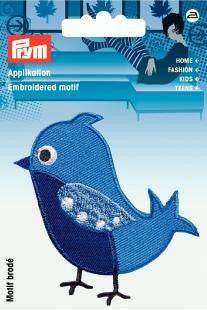 Applikation Vogel blau zum Aufbügeln AP-924211