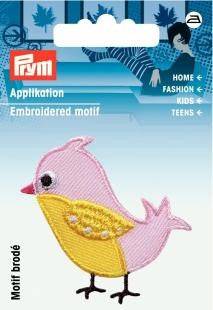 Applikation Vogel rosa zum Aufbügeln AP-924213