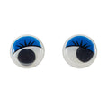 Wackelaugen mit blauem Lidstrich und Wimpern, zwei runde Kunststoffaugen nebeneinander