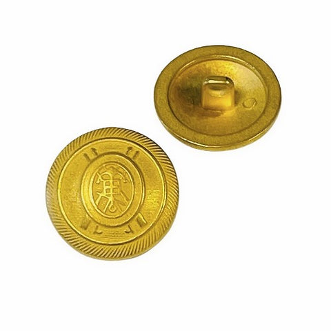 Metallknopf mit Wappenmotiv in Gold mit Öse-Befestigung in 15–20 mm