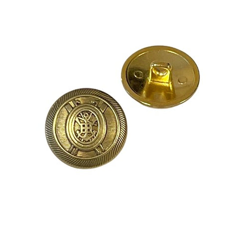 Metallknopf mit Wappenmotiv in Gold mit Öse-Befestigung in 18 mm