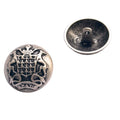 Metallknopf mit Wappenmotiv in Altsilber-Silber mit Öse-Befestigung in 15–25 mm