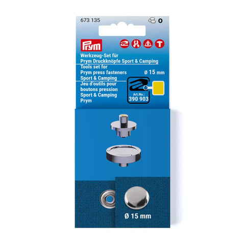 Prym Werkzeug-Set für Druckknöpfe Sport & Camping 15 mm – VARIO Tool Zubehör zum Anbringen von Druckknöpfen