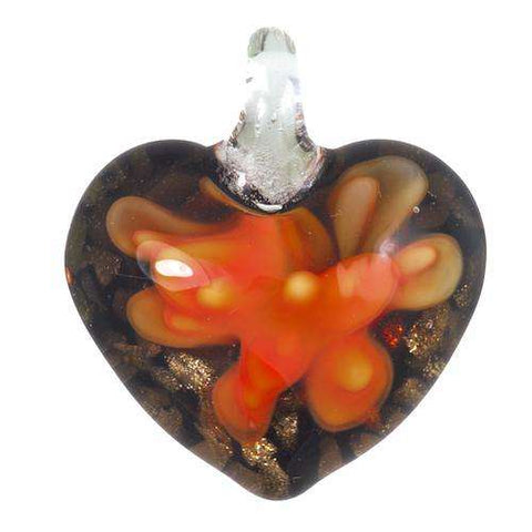 Schmuck Anhänger Herz aus Glas AN-102 orange 22