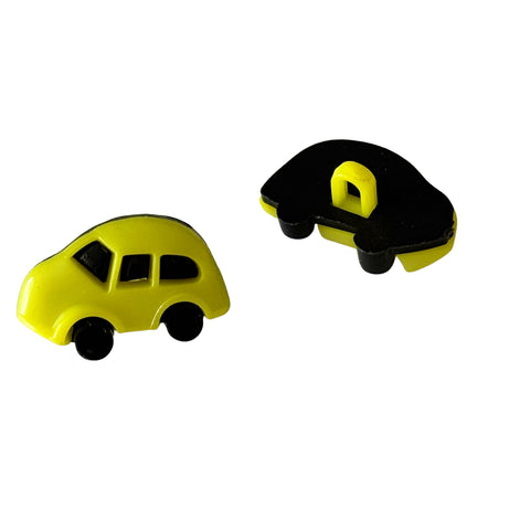 Kinderknopf mit automotiv in Gelb aus Kunststoff