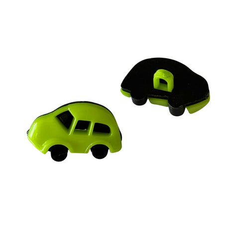 Kinderknopf mit automotiv in Grün aus Kunststoff