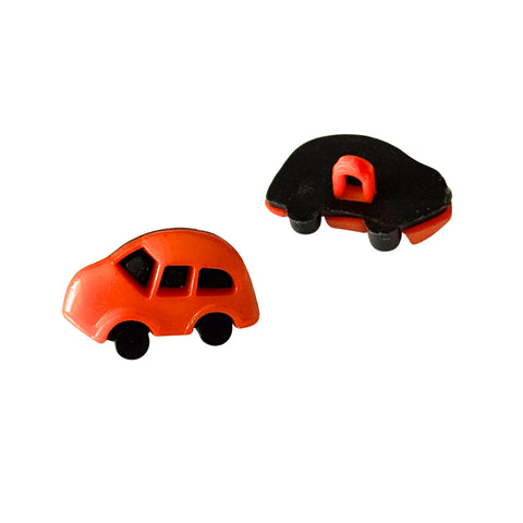 Kinderknopf mit automotiv in Orange aus Kunststoff
