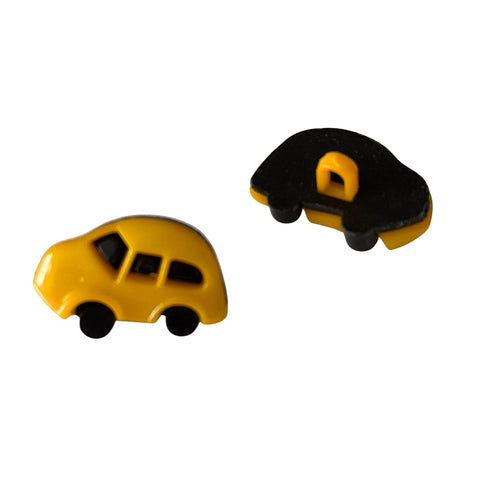 Kinderknopf mit automotiv in Gelb aus Kunststoff