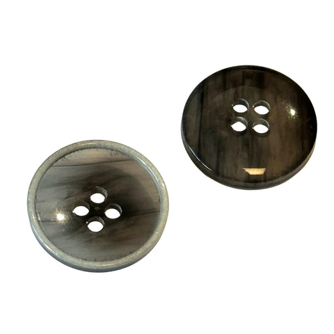 Dunkelgrau Hornimitatknopf HI-128 mit 4-Loch als Blazer- und Sakkoknopf