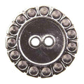 Metallknopf mit Blumenmotiv in Silber mit 2-Loch-Befestigung in 20–23 mm