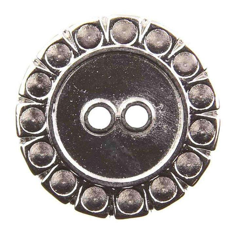 Metallknopf mit Blumenmotiv in Silber mit 2-Loch-Befestigung in 20–23 mm