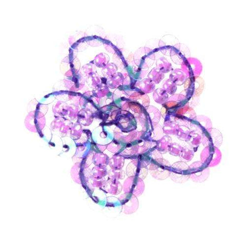 Applikation Blüte mit Pailletten rosa AM-8-p