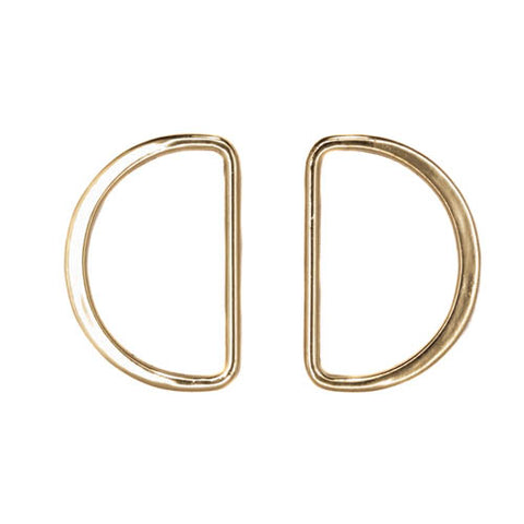 D-Ringe aus goldfarbenem Metall, zwei Stueck mit flacher Oberseite nebeneinander