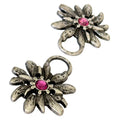 Dirndl Miederösen Edelweiß Silber mit Swarovski Kristallen Rosé TS-100 für Tracht und Miederschnürung