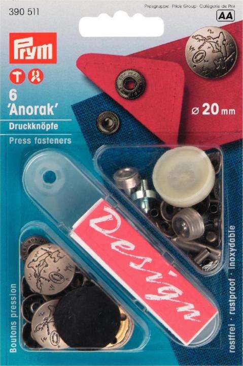 Prym Druckknöpfe Sorti.-20mm Kappen Altsilber 390511 20mm